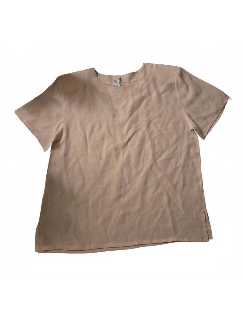 Snow Washed Silk Blouse in Beige, Size M